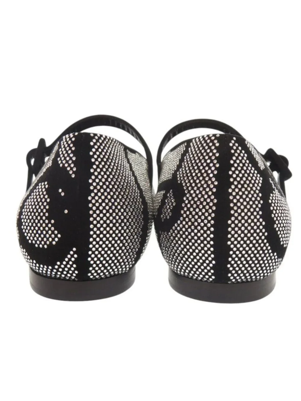 Hermes Light Ballet Flats 36 Suede Rhinestone Black Shoes Flat
